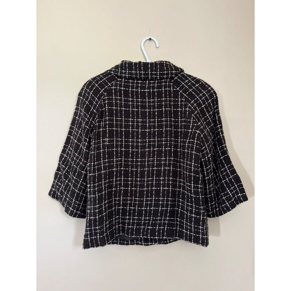 3 For $10 Josphine Essentials Womens Size 6 Tweed Black White Long Sleeve Blazer - Picture 2 of 5